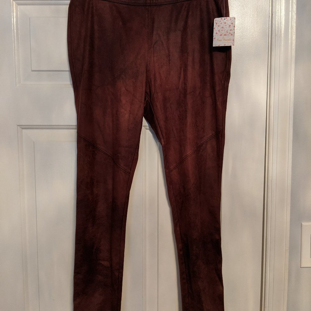 Free People Burgandy Suede Leggings